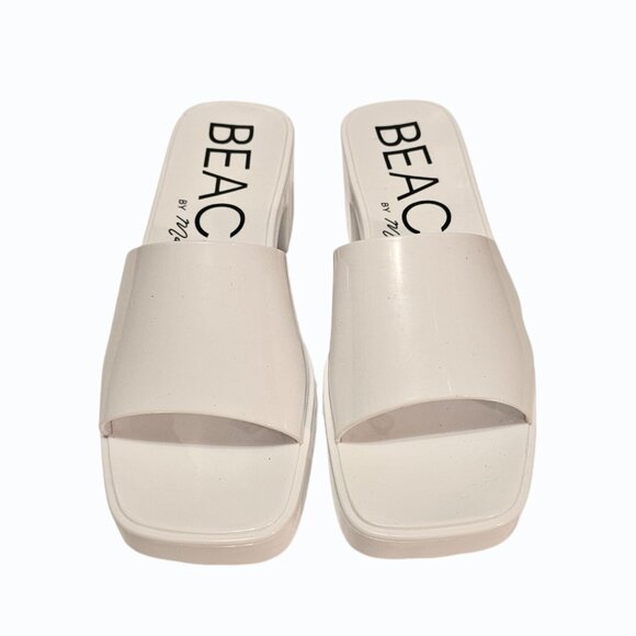 Matisse Beach White Wade Heeled Sandals Size 9M EUC 2.25" Heels - Picture 3 of 12